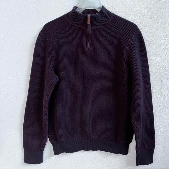 Banana Republic eggplant 1/4 zip ribbed knit sweater - Picture 1 of 10